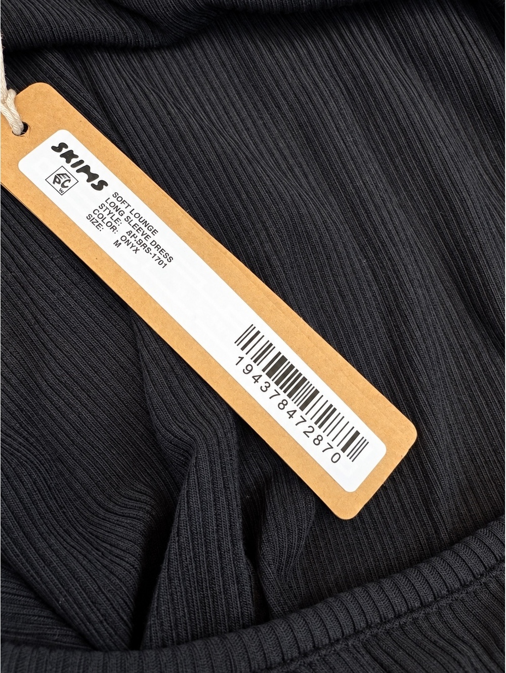 SKIMS Soft Lounge Long Sleeve Maxi Dress Onyx Black Size M NWT - Picture 5 of 9
